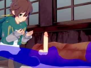 Konosuba yaoi - kazuma robienie loda z sperma w jego usta - japońskie azjatyckie manga anime gra seks wideo gej
